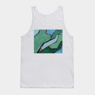 Cobalt Blue Navy Green Abstract Art Tank Top